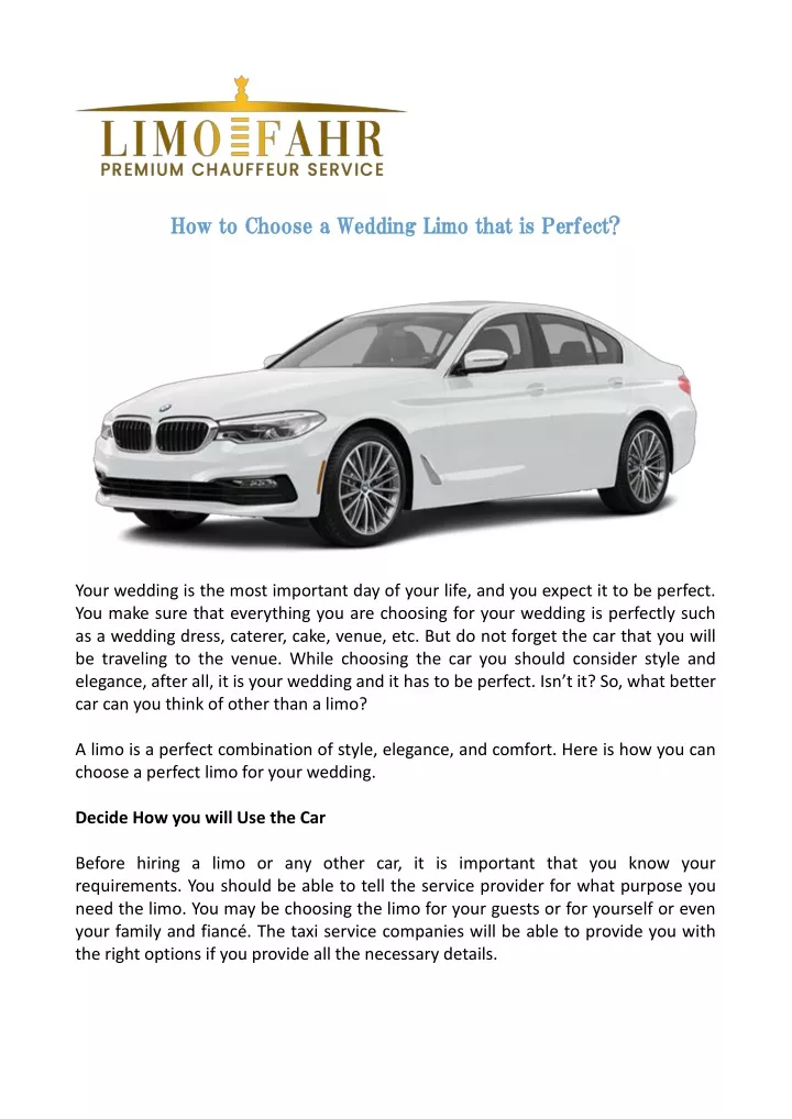 how to choose a wedding limo that is perfect