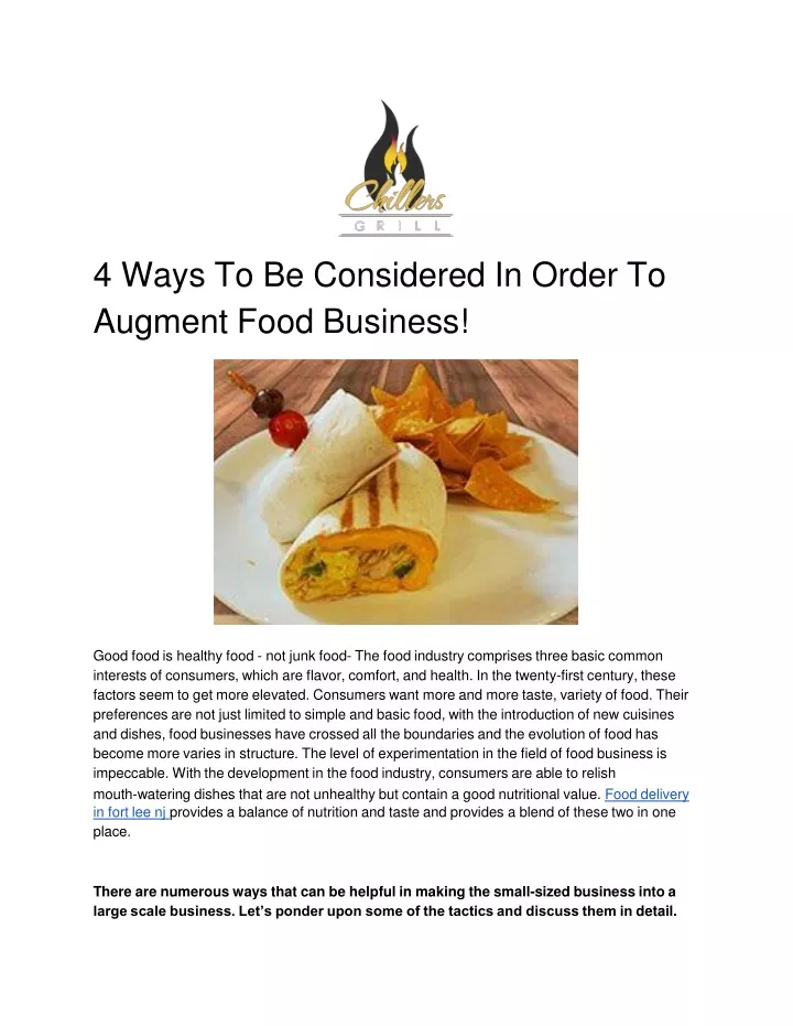 4 ways to be considered in order to augment food business