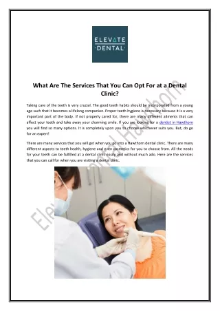 What Are The Services That You Can Opt For at a Dental Clinic?