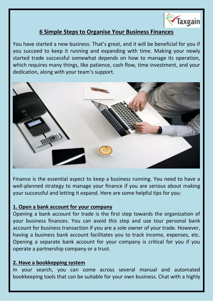 6 simple steps to organise your business finances