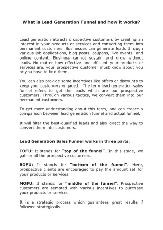 what is lead generation funnel and how it works