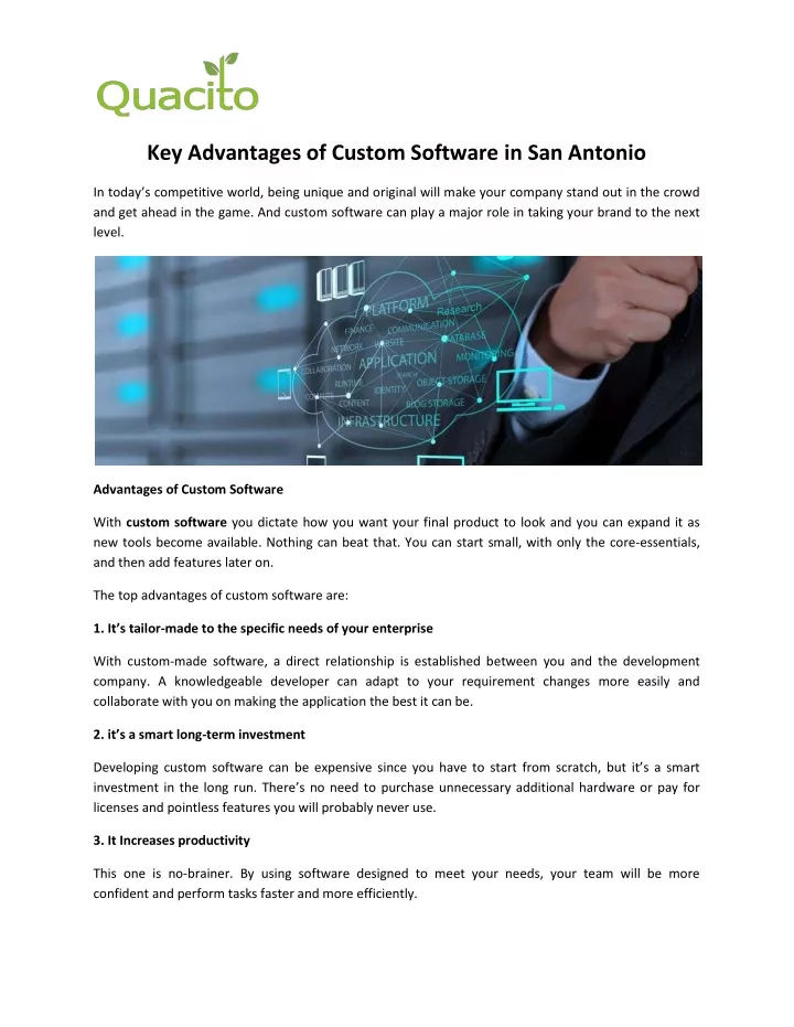 key advantages of custom software in san antonio