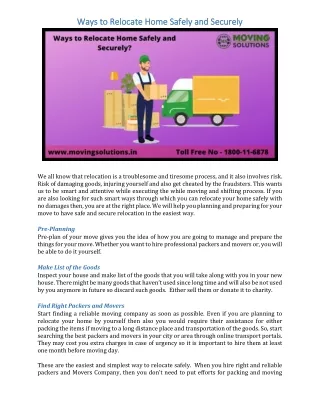 ways to relocate ways to relocate home