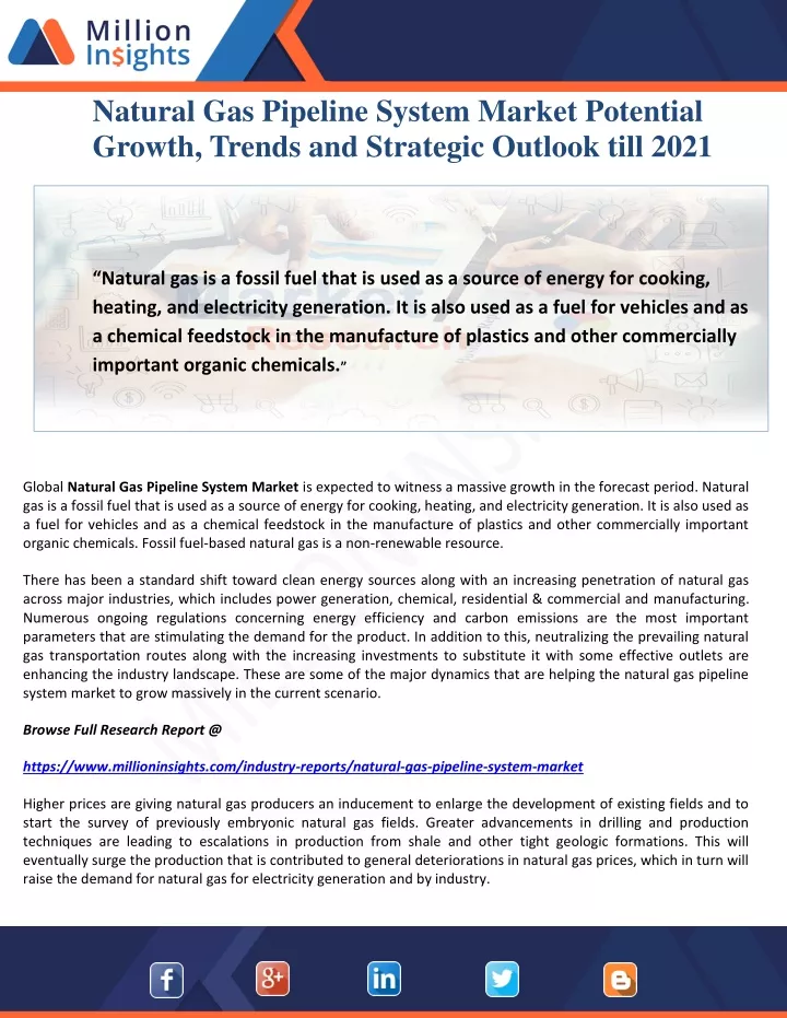 natural gas pipeline system market potential