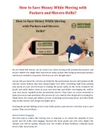 How to Save Money While Moving with Packers and Movers Delhi? - slide 1