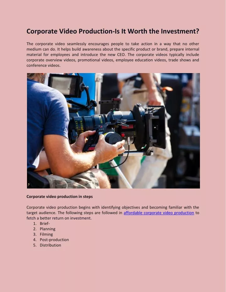corporate video production is it worth