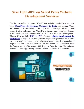 save upto 40 on word press website development