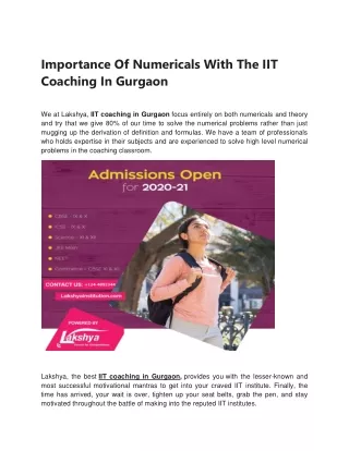 Importance Of Numericals With The IIT Coaching In Gurgaon