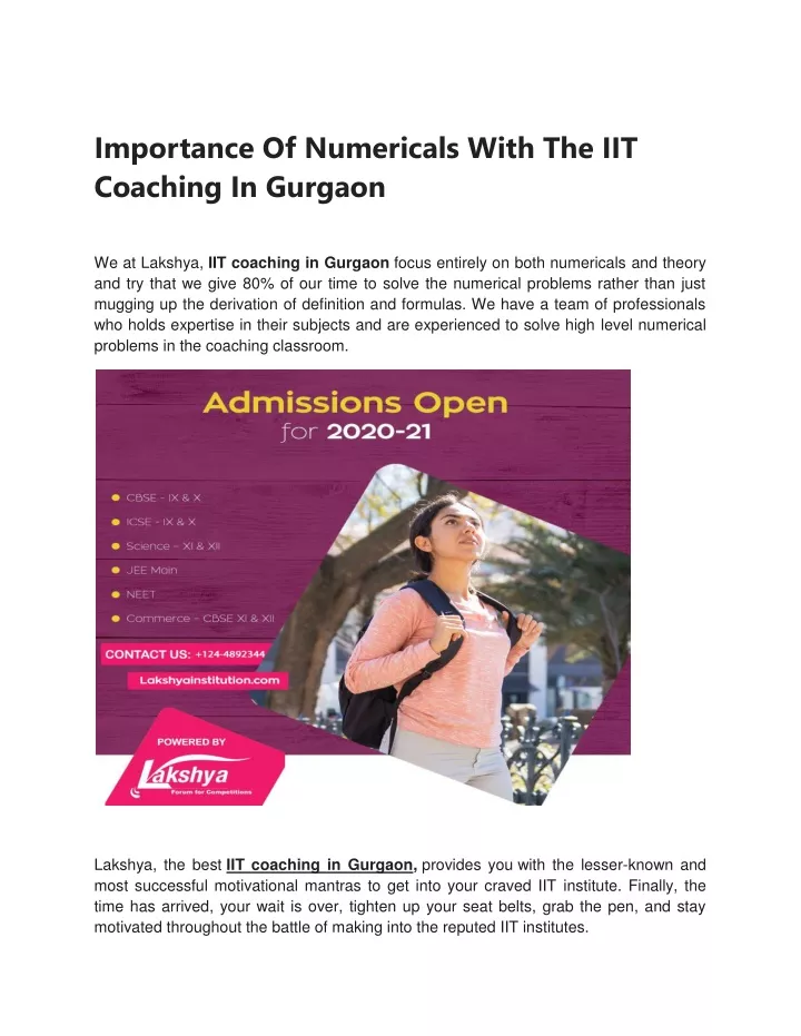 importance of numericals with the iit coaching