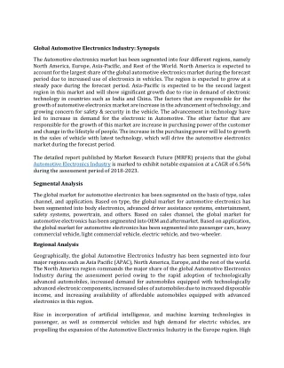 global automotive electronics industry synopsis