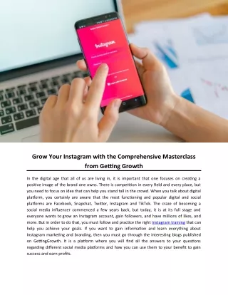 Grow Your Instagram with the Comprehensive Masterclass from GettingGrowth