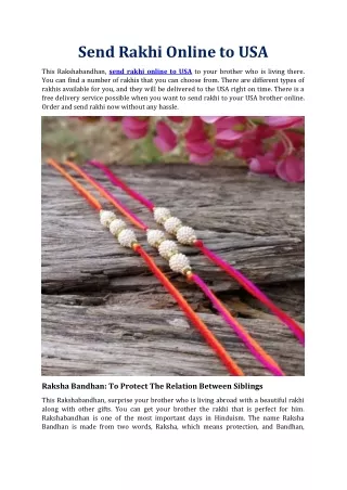 send rakhi online to usa