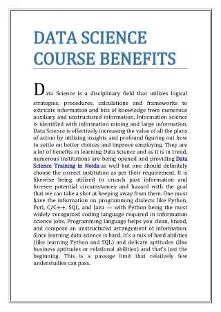 data science data science course benefits course