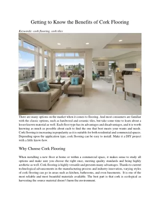 getting to know the benefits of cork flooring