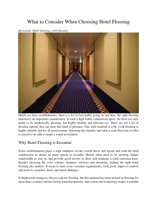 what to consider when choosing hotel flooring