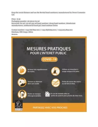 Get Revital Hand Sanitizers In Kinshasa, Dr Congo, Africa