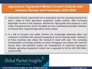 Agriculture Equipment Market Update, Analysis, Forecast, 2020– 2026