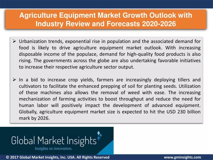 agriculture equipment market growth outlook with