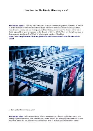 How does the The Bitcoin Miner app work?
