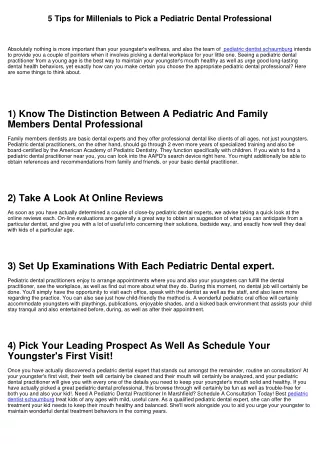Five Tips for Millenials to Pick a Pediatric Dental Practitioner