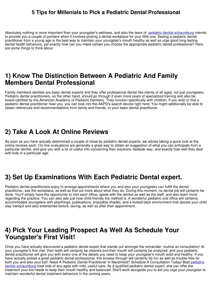 5 tips for millenials to pick a pediatric dental