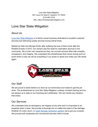 lone star state mitigation 621 lavon dr suite