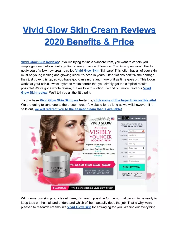 vivid glow skin cream reviews 2020 benefits price