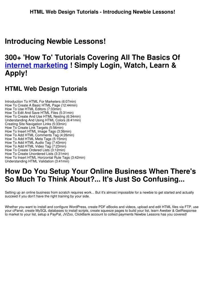 html web design tutorials introducing newbie