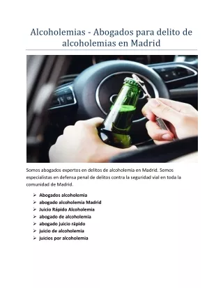 alcoholemias abogados para delito de alcoholemias