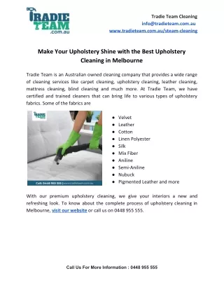 Make Your Upholstery Shine with the Best Upholstery Cleaning in Melbourne
