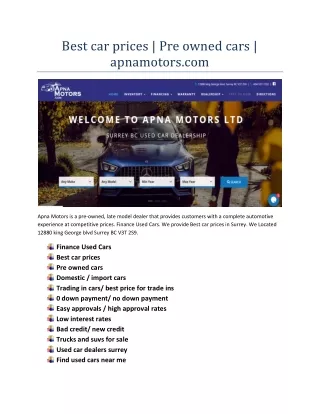 best car prices pre owned cars apnamotors com