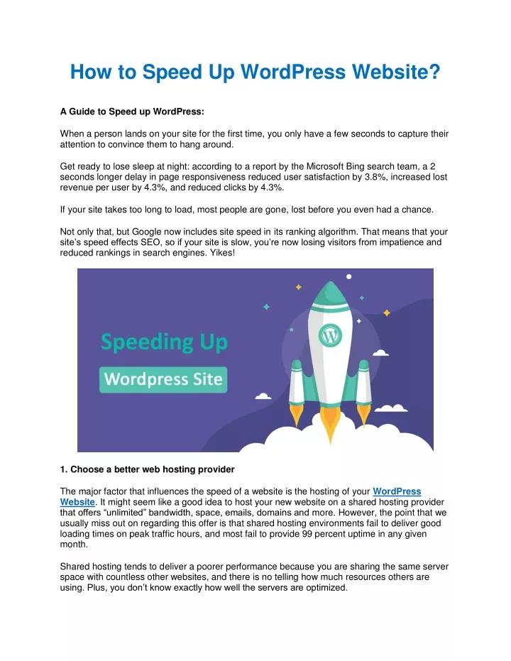 how to speed up wordpress website a guide
