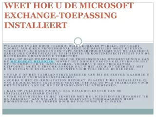 weet hoe u de microsoft exchange toepassing installeert