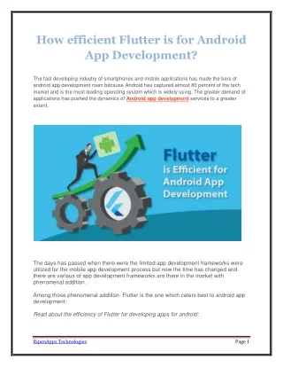 How efficient Flutter is for Android App Development?