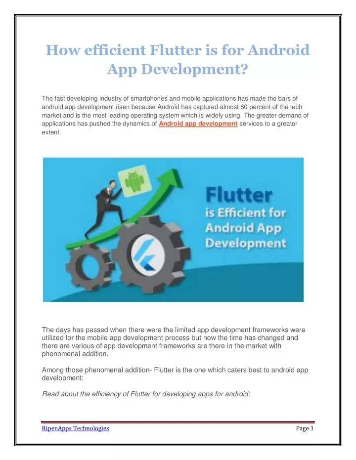 how efficient flutter is for android