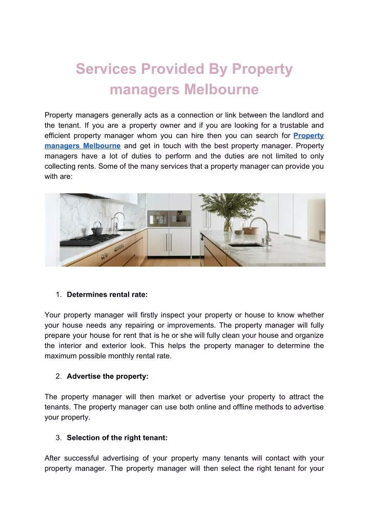 services provided by property managers melbourne