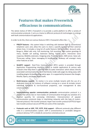 features that makes freeswitch efficacious