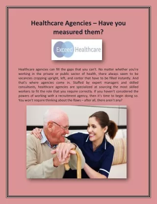 Healthcare Agencies – Have you measured them?