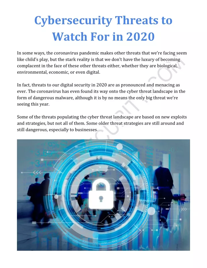 cybersecurity threats to watch for in 2020