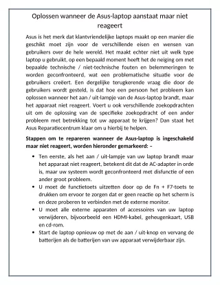 oplossen wanneer de asus laptop aanstaat maar