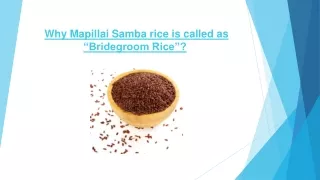 Why Mapillai Samba rice is called as “Bridegroom Rice”?