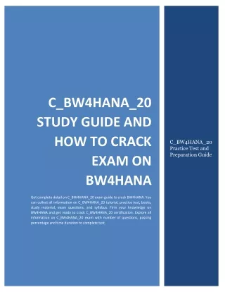 C_BW4HANA_20 Study Guide and How to Crack Exam on BW4HANA