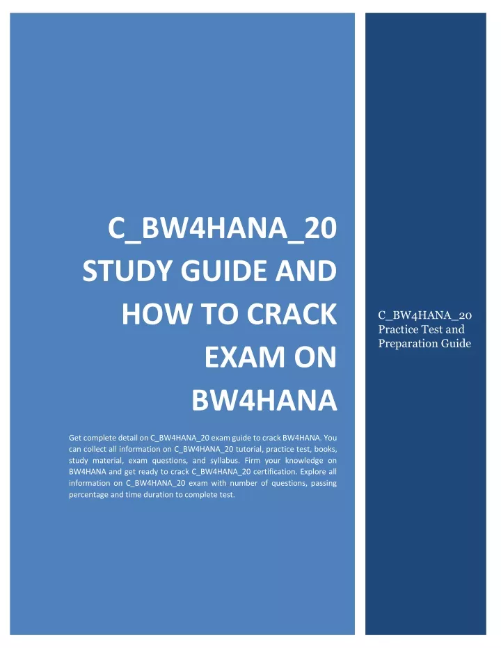c bw4hana 20 study guide and how to crack exam