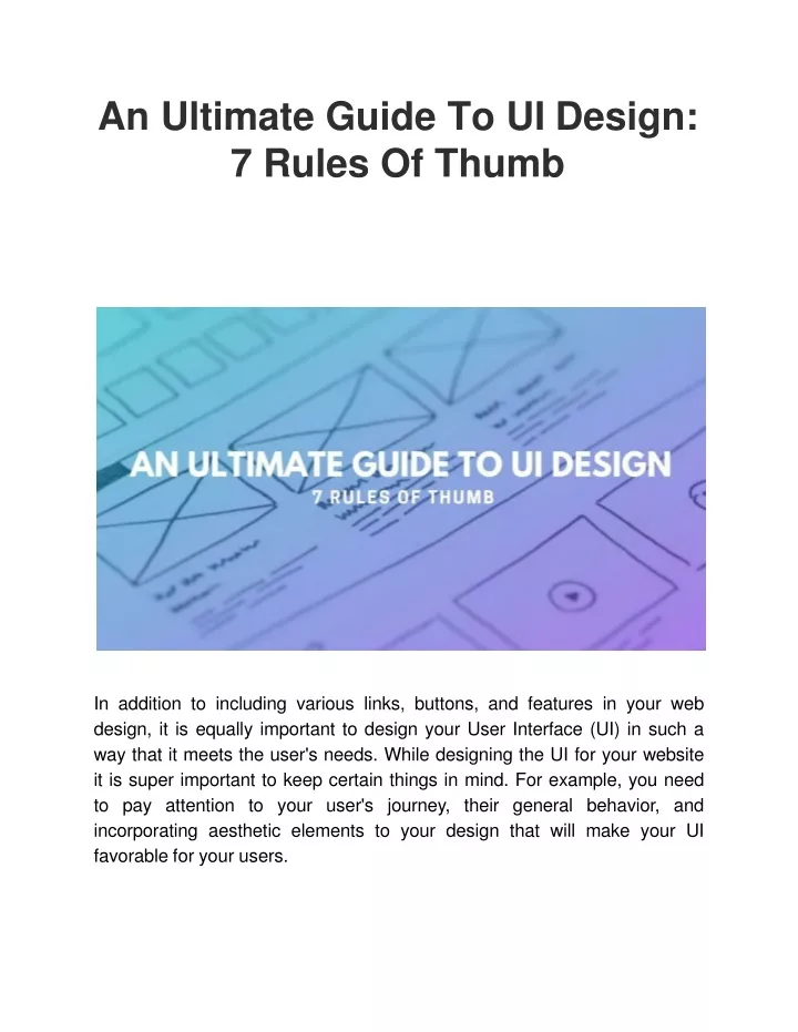 an ultimate guide to ui design 7 rules of thumb