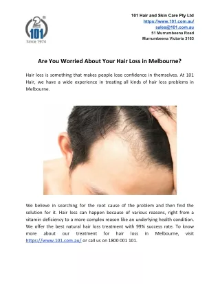 Are You Worried About Your Hair Loss in Melbourne?