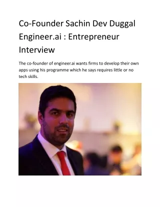 Entrepreneur Sachin Dev Duggal Engineer.AI Interview