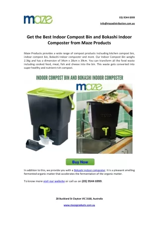 Get the Best Indoor Compost Bin and Bokashi Indoor Composter from Maze Products