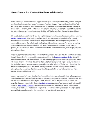 make a construction website healthcare website