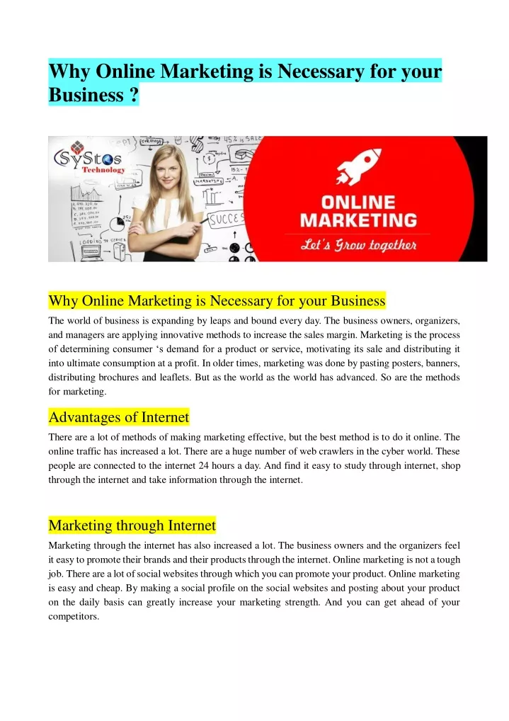 why online marketing is necessary for your