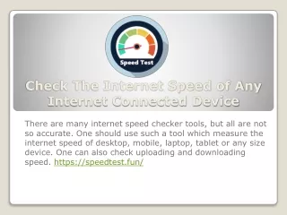 check the internet speed of any internet connected device